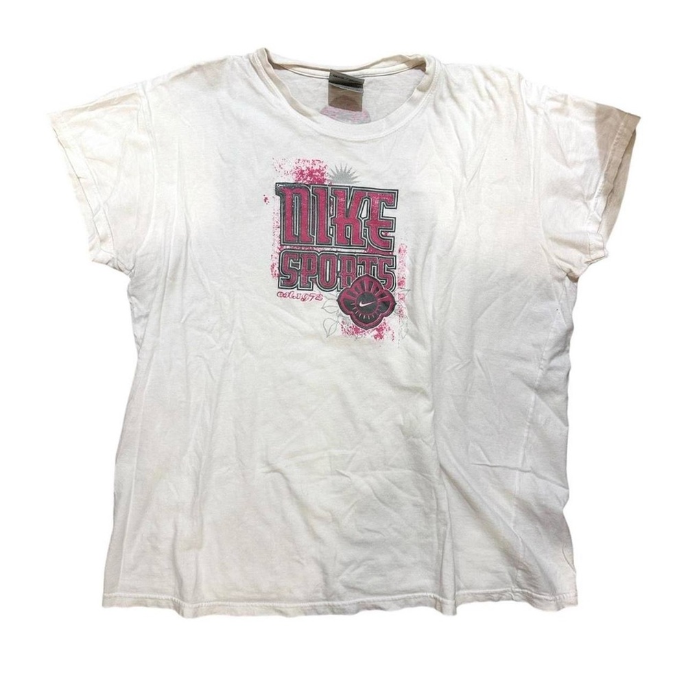 Vintage Nike White Tee with Pink Accents
